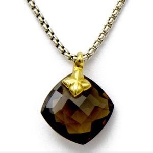 David Yurman Smokey Topaz Capri Pendant chain necklace w/papers & dust cloth bag